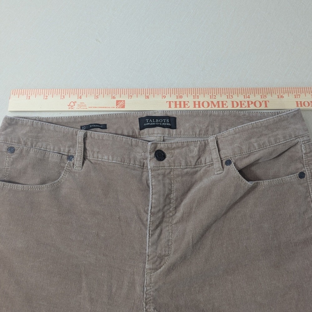 Talbots Flawless Corduroy Pants Womens 12 Straight Leg Tan Brown Stretch - Picture 6 of 8